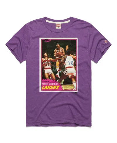 Homage Men's And Women's Magic Johnson Purple Los Angeles Lakers Topps Trading Card Player Tri-blend T-shir