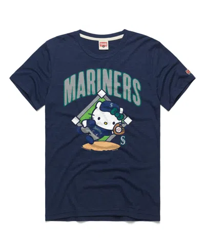 Homage Men's And Women's Navy Seattle Mariners Hello Kitty Tri-blend T-shirt In Blue