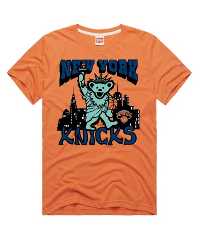 Homage Men's And Women's Orange New York Knicks X The Grateful Dead Bear Tri-blend T-shirt