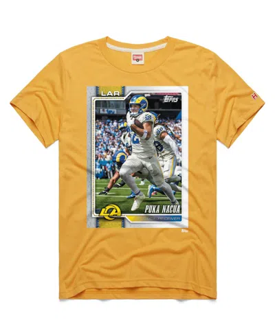 Homage Men's And Women's Puka Nacua Gold Los Angeles Rams Nfl Topps Trading Card Tri-blend T-shirt In Yellow