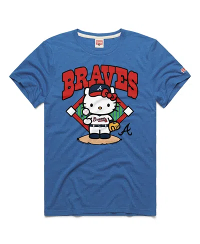Homage Men's And Women's Royal Atlanta Braves Hello Kitty Tri-blend T-shirt In Blue