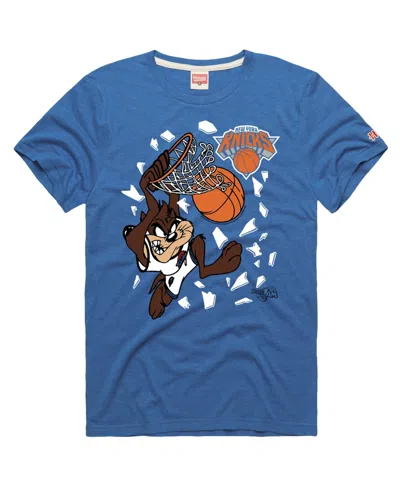 Homage Men's And Women's Royal New York Knicks X Space Jam Tri-blend T-shirt In Blue