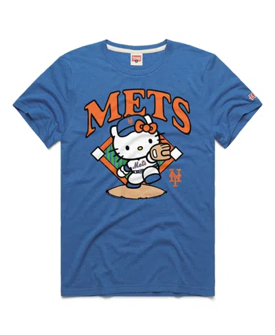 Homage Men's And Women's Royal New York Mets Hello Kitty Tri-blend T-shirt In Blue