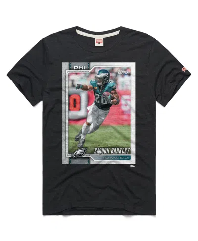 Homage Men's And Women's Saquon Barkley Charcoal Philadelphia Eagles Nfl Topps Trading Card Tri-blend T-shi In Multi