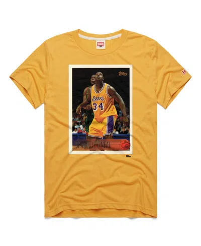 Homage Men's And Women's Shaquille O'neal Gold Los Angeles Lakers Topps Trading Card Player Tri-blend T-shi