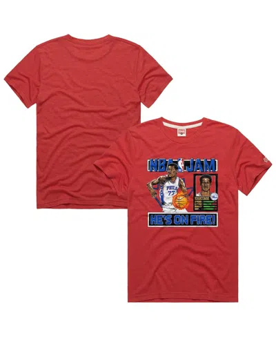Homage Men's And Women's Vj Edgecombe Red Philadelphia 76ers Nba Jam Tri-blend T-shirt