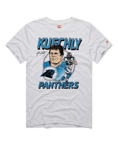 Homage Men's Carolina Panthers Luke Kuechly Classic Illustration Tri-blend Screen-print T-shirt In Gray