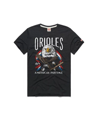 Homage Men's Charcoal Baltimore Orioles America's Pastime Tri-blend T-shirt In Black