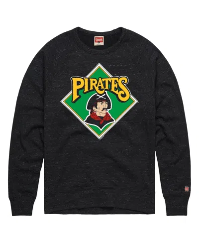 Homage Men's Charcoal Pittsburgh Pirates Cooperstown Collection Raglan Tri-blend Sweatshirt In Black