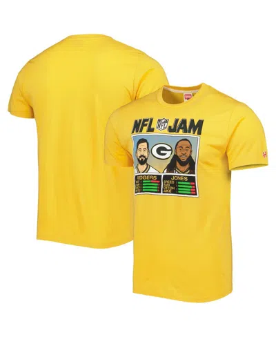 Homage Men's  Aaron Rodgers And Aaron Jones Heather Gold Green Bay Packers Nfl Jam Tri-blend T-shirt