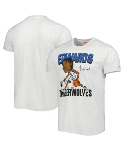 Homage Men's  Anthony Edwards Ash Minnesota Timberwolves Caricature Tri-blend T-shirt