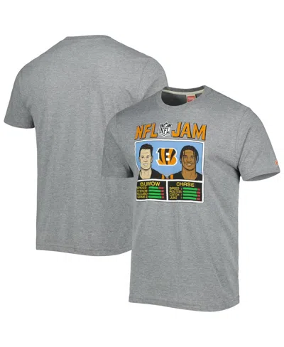 Homage Men's  Ja'marr Chase And Joe Burrow Heathered Gray Cincinnati Bengals Nfl Jam Tri-blend T-shir