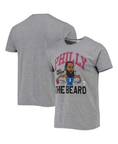 Homage Men's  James Harden Heathered Gray Philadelphia 76ers Caricature Tri-blend T-shirt