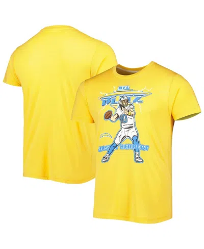 Homage Men's  Justin Herbert Heathered Gold Los Angeles Chargers Nfl Blitz Player Tri-blend T-shirt