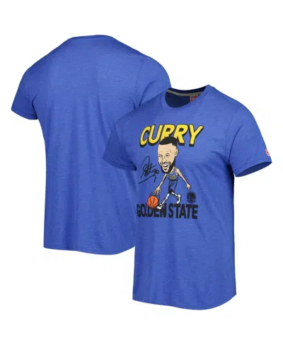 Homage Men's  Stephen Curry Royal Golden State Warriors Player Caricature Tri-blend T-shirt