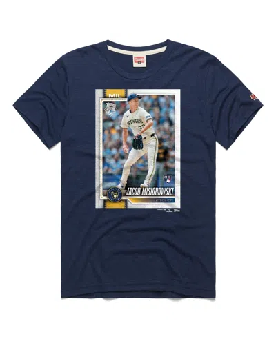 Homage Men's Jacob Misiorowski Milwaukee Brewers Topps Baseball Card Tri-blend T-shirt In Navy