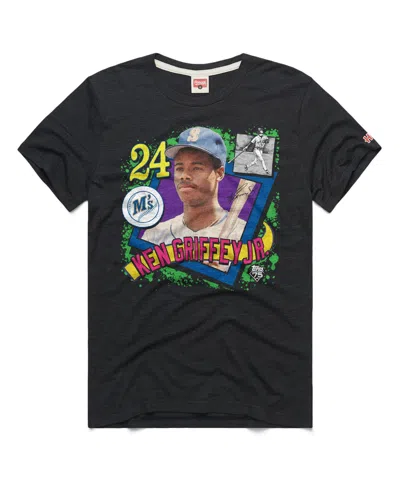 Homage Men's Ken Griffey Jr. Charcoal Seattle Mariners Topps 75 Remix Graphic T-shirt In Black