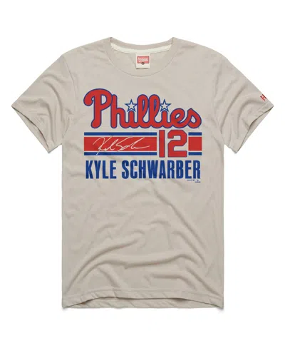 Homage Men's Kyle Schwarber Stone Philadelphia Phillies Signature Name Number Tri-blend T-shirt In Multi
