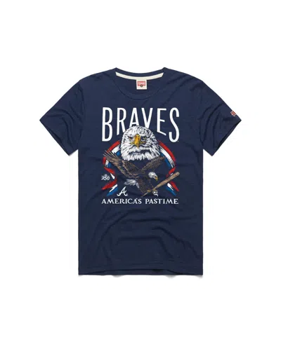 Homage Men's Navy Atlanta Braves America's Pastime Tri-blend T-shirt In Blue