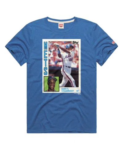Homage Men's New York Mets Darryl Strawberry Crewneck Tri-blend Relaxed-fit T-shirt In Royal