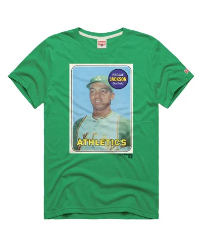 Homage Men's Reggie Jackson Green Athletics Topps Baseball Card Tri-blend T-shirt