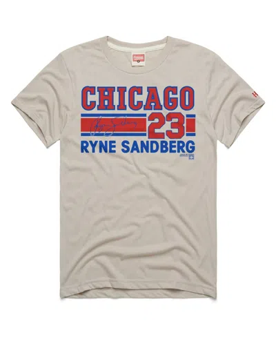 Homage Men's Ryne Sandberg Stone Chicago Cubs Signature Name & Number Tri-blend T-shirt