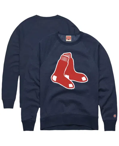 Homage Navy Boston Red Sox Retro Tri-blend Pullover Sweatshirt In Blue