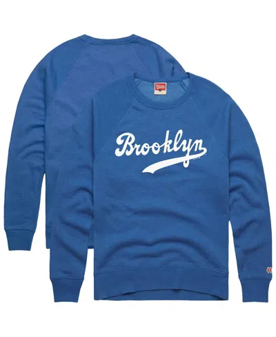 Homage Royal Brooklyn Dodgers Retro Tri-blend Pullover Sweatshirt In Blue