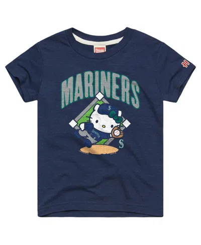 Homage Babies' Toddler Navy Seattle Mariners Hello Kitty X Mlb Tri-blend T-shirt In Blue