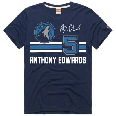 Homage Unisex  Anthony Edwards Navy Minnesota Timberwolves Jersey Remix Tri-blend T-shirt