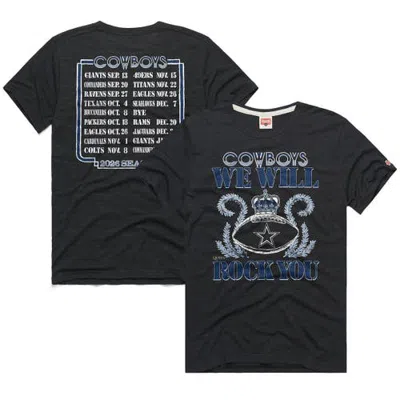 Homage Unisex  Charcoal Dallas Cowboys 2026 Nfl Schedule Queen Tri-blend T-shirt In Black