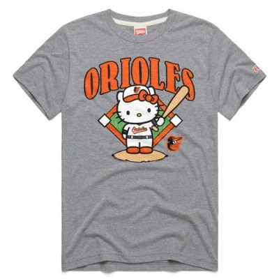 Homage Unisex   Gray Baltimore Orioles Hello Kitty Tri-blend T-shirt In Multi