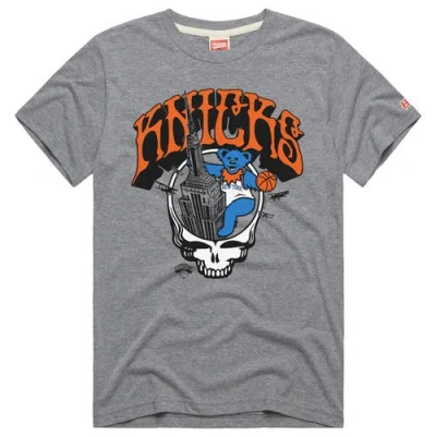 Homage Unisex  Gray New York Knicks X The Grateful Dead Skull Tri-blend T-shirt