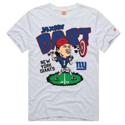 Homage Unisex  Jaxson Dart Ash New York Giants Caricature Player Graphic Tri-blend T-shirt In Gray