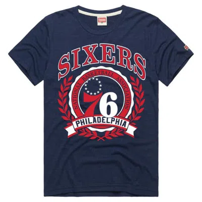 Homage Unisex  Navy Philadelphia 76ers Crest Tri-blend T-shirt In Blue