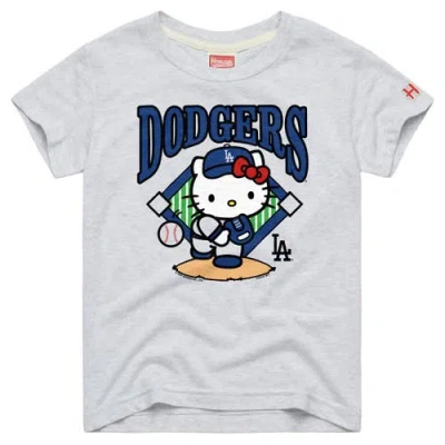 Homage Kids' Youth   Ash Los Angeles Dodgers Hello Kitty X Mlb Tri-blend T-shirt In Gray