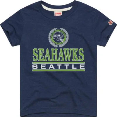 Homage Youth  College Navy Seattle Seahawks Crest Tri-blend T-shirt In Blue