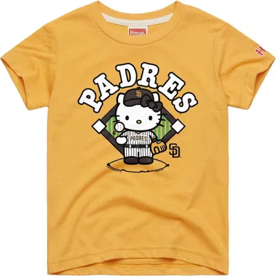 Homage Kids' Youth  Gold San Diego Padres Hello Kitty X Mlb Tri-blend T-shirt In Brown