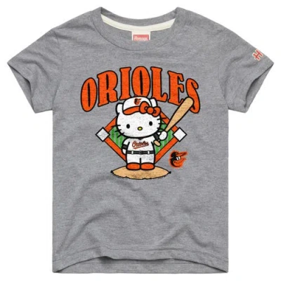 Homage Kids' Youth  Gray Baltimore Orioles Hello Kitty X Mlb Tri-blend T-shirt