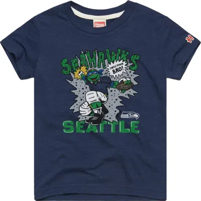 Homage Youth  Leonardo College Navy Seattle Seahawks Tmnt Tri-blend T-shirt In Multi