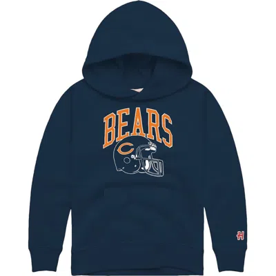 Homage Youth  Navy Chicago Bears Helmet Retro Tri-blend Hoodie In Blue