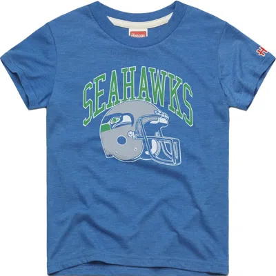 Homage Youth   Royal Seattle Seahawks Retro Helmet Tri-blend T-shirt In Blue