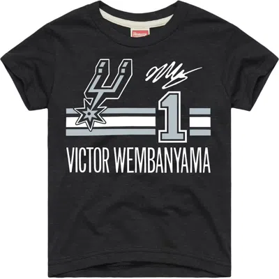 Homage Youth  Victor Wembanyama Charcoal San Antonio Spurs Remix Signature Name & Number Tri-blend T- In Black