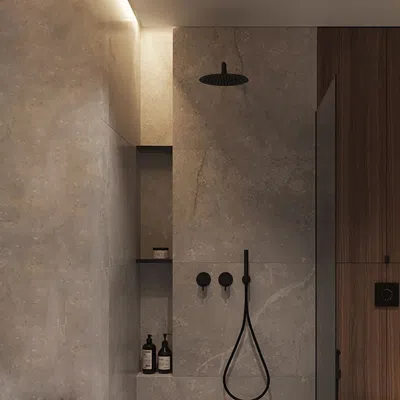 Homary 10" Wall-mounted Round Black Shower System 2-function With Hand Shower