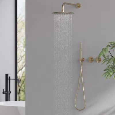 Homary 10" Wall-mounted Shower System Round Brushed Gold 2-function With Hand Shower