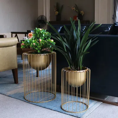 Homary 15.7" Modern Flower Stand Gold Plant Stand For Indoors Modern Flower Stand In Small