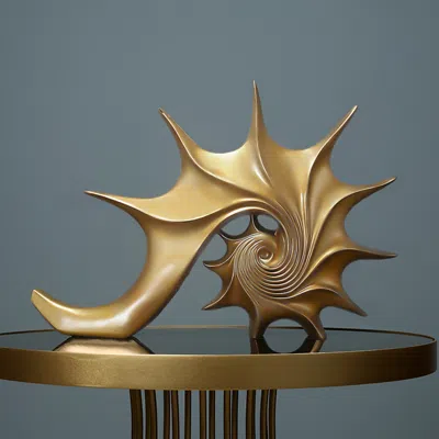 Homary 15.9" Gold Shell Conch Sculpture Decor Art Modern Resin Figurine Statue Living Room