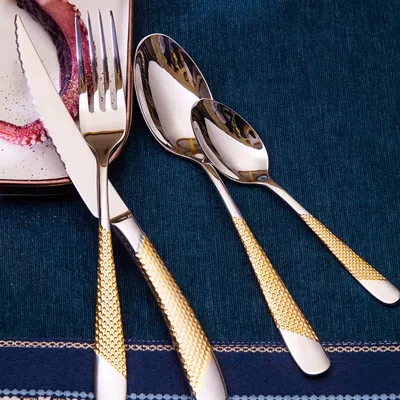 Homary 16 Pieces Stainless Steel Flatware Set Cutlery Set, Service For 4 In Gold