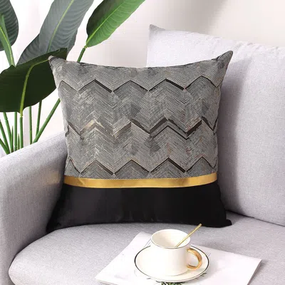 Homary 18'' X 18'' Modern Black & Gold Throw Pillow Cover Silk Cushion Protector In Gray