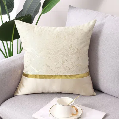 Homary 18'' X 18'' Modern Off White & Gold Throw Pillow Cover Pu Leather Cushion Protector